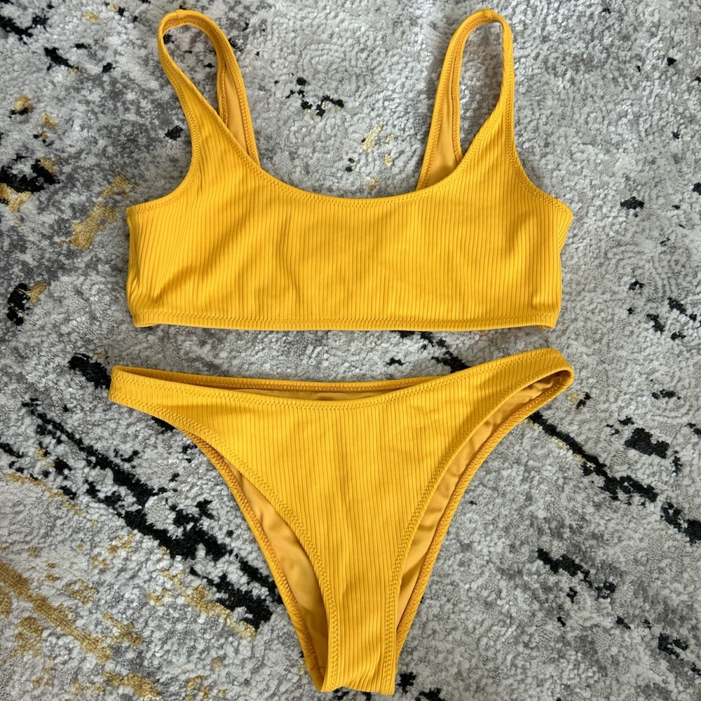 Pacsun Yellow Ribbed Bikini Set